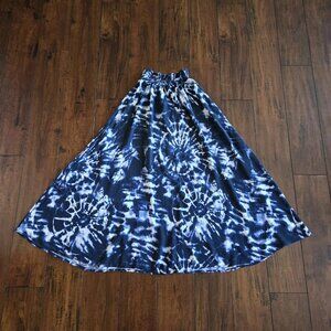 Women's Tye Dye Pull On A-line Maxi Rayon Skirt By Shukr Boho Hippie Size M